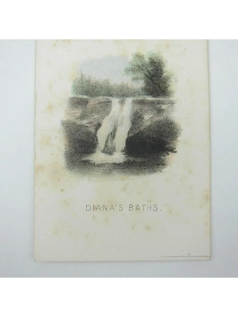 Color Lithograph Print Dianas Baths Waterfall North Conway New Hampshire Antique